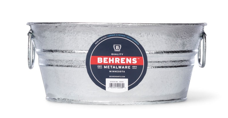 Behren - 1 1/2 Gallon Hot Dipped Steel Low Flat Tub