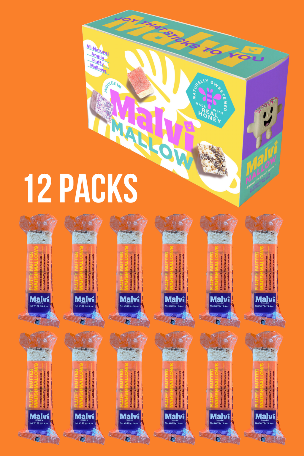 Malvi Fluffy Nutter 4-Pack Marshmallows