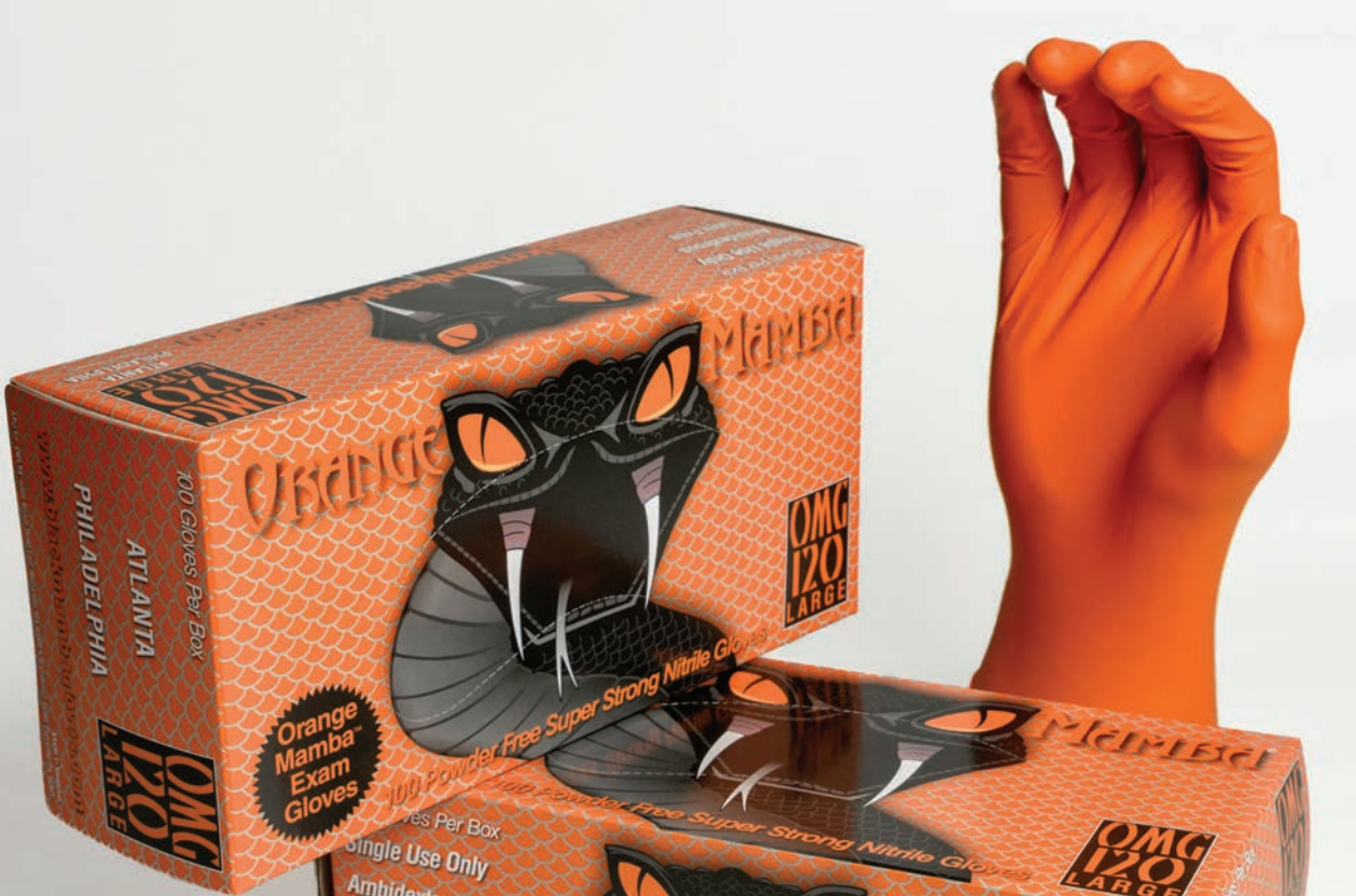 Orange Mamba Nitrile Glove - XL