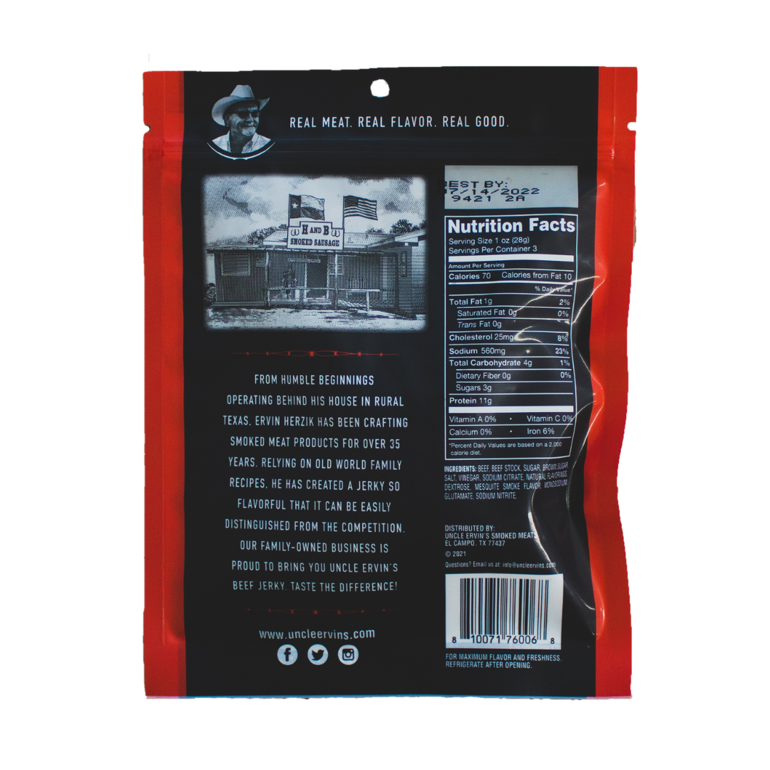 Uncle Ervin's Mesquite Beef Jerky 3 oz